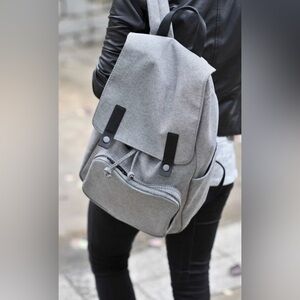 Everlane Modern Snap Backpack Reverse Denim Black Leather New with Tags